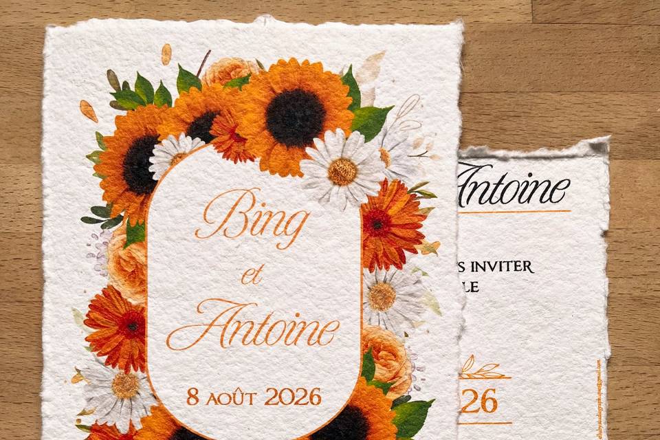 Faire-part Papier Art orange