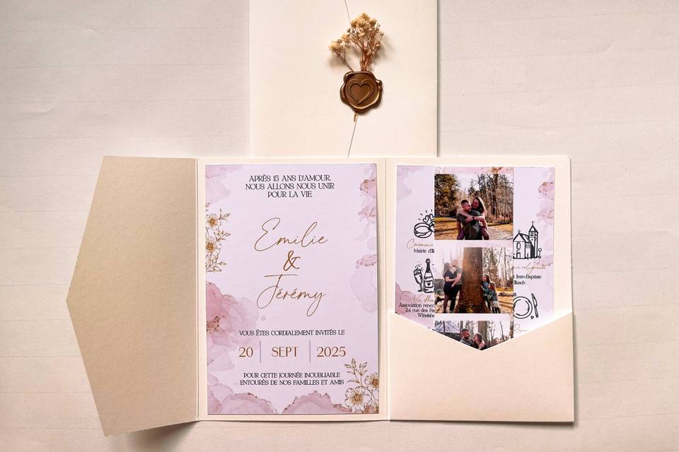 Faire part pochette 3 volets