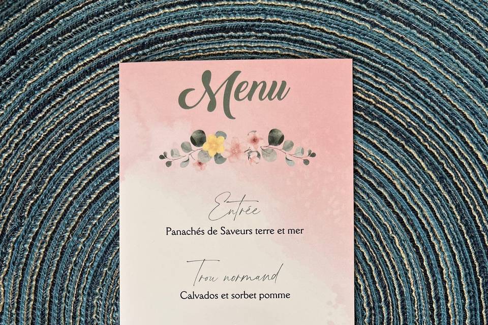 Menu thème floral