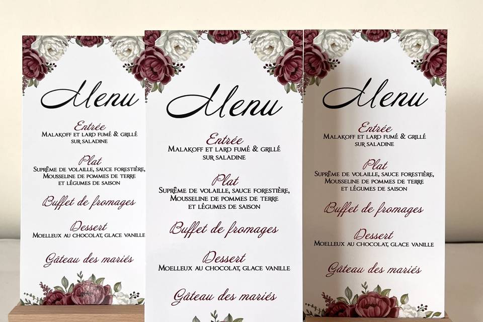 Menu thème Fleurs