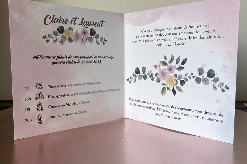 Faire-part thème floral int