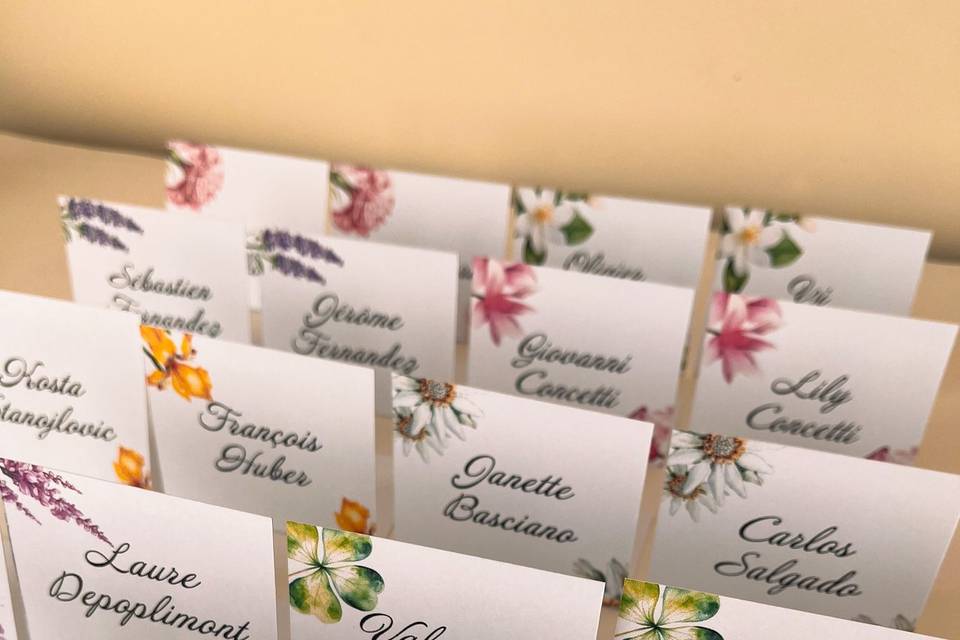 Marque places thème fleurs