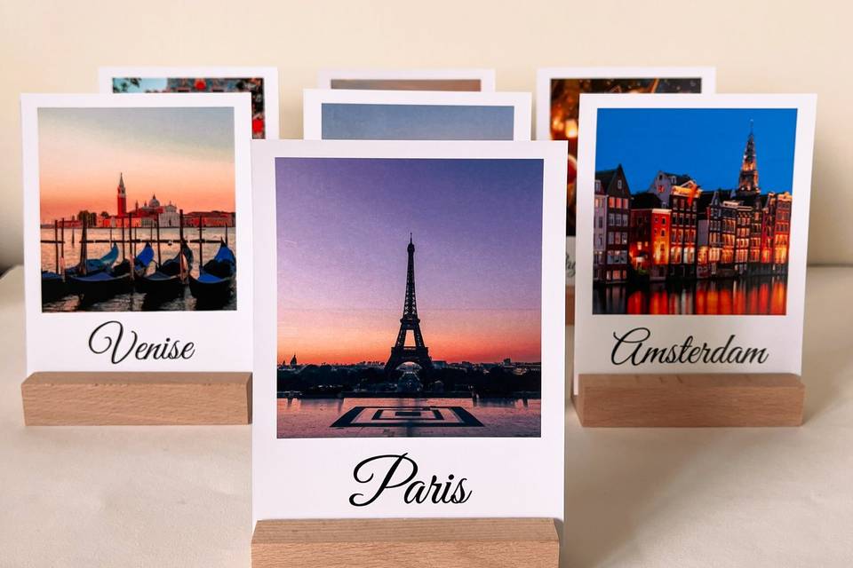 Noms des tables thème voyage