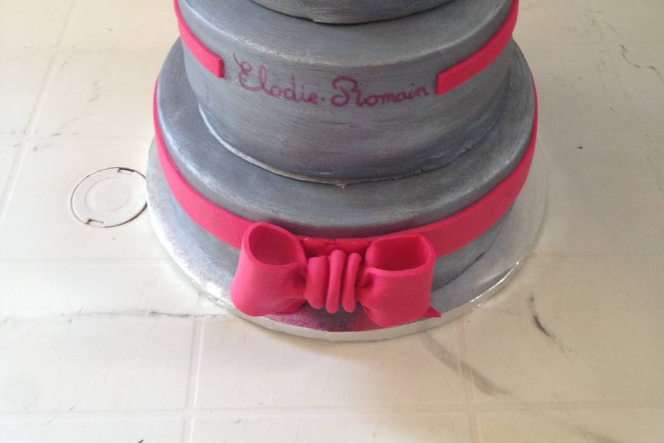 Mariage gris et fuschia