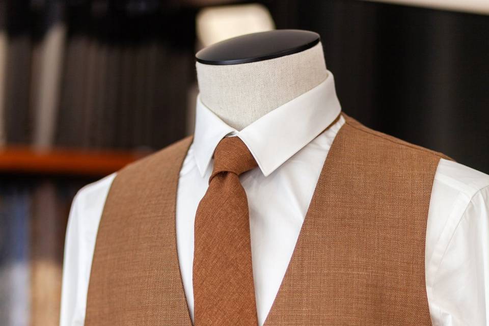 Detail_Gilet en tweed marron