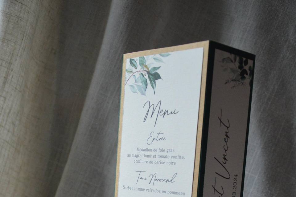 Menu mariage nature