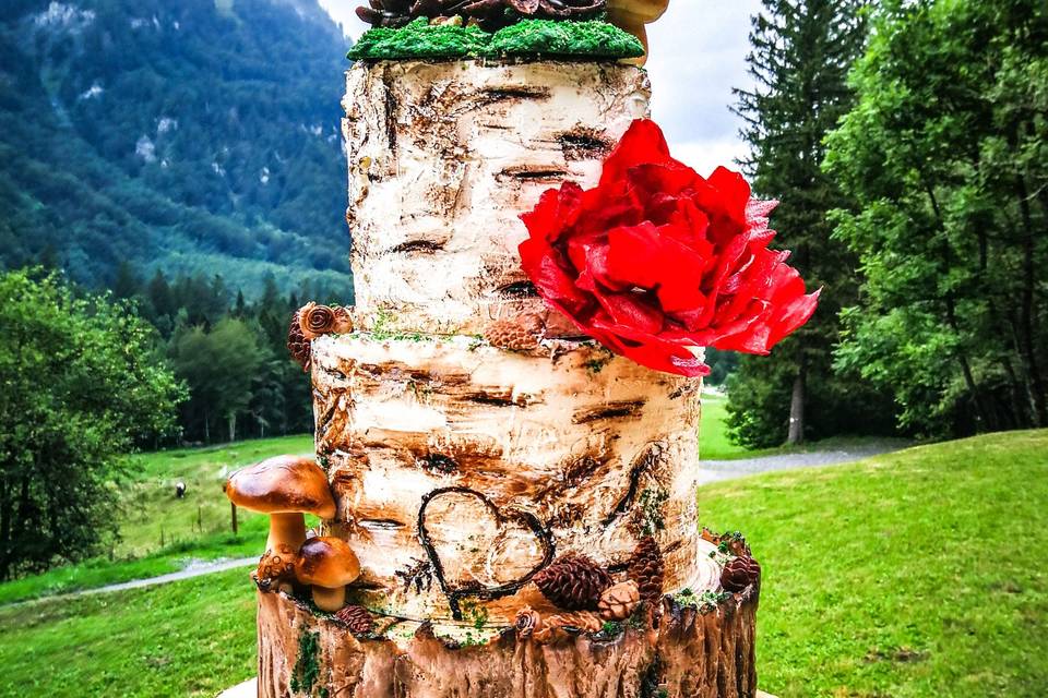 Wedding cake nature bois