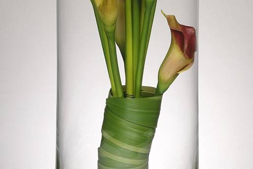 Vase cylindre d'Arums rouges