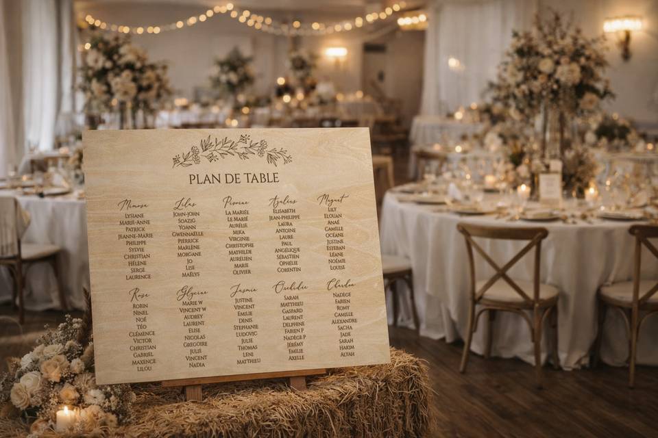 Plan de table en bois mariage