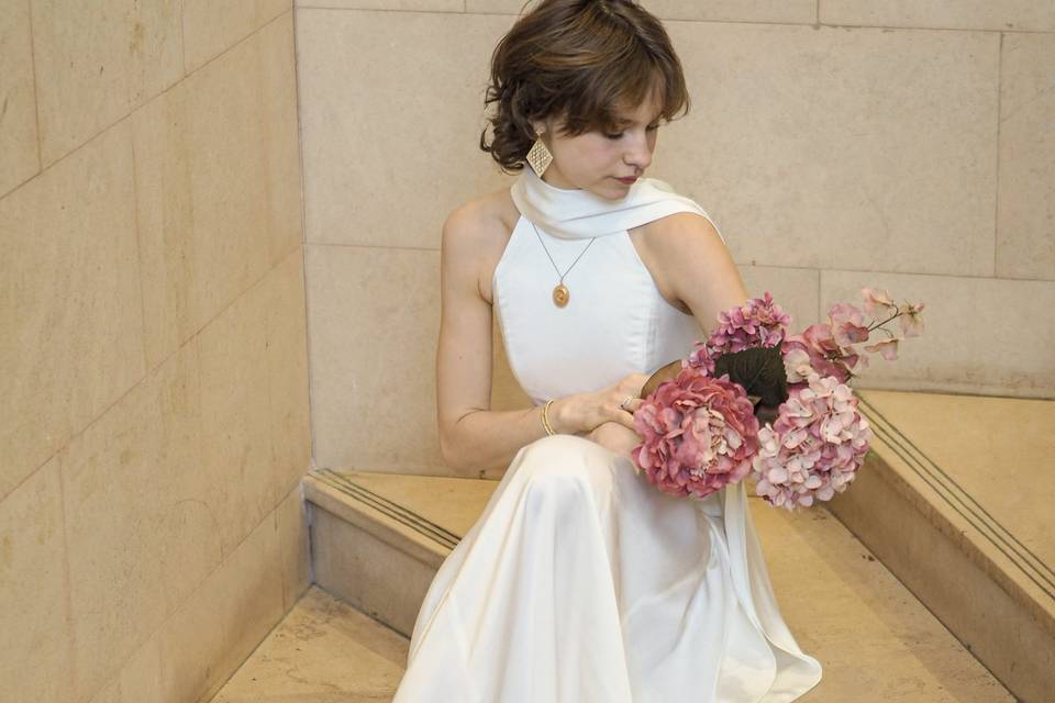 Robe de mariée col montant