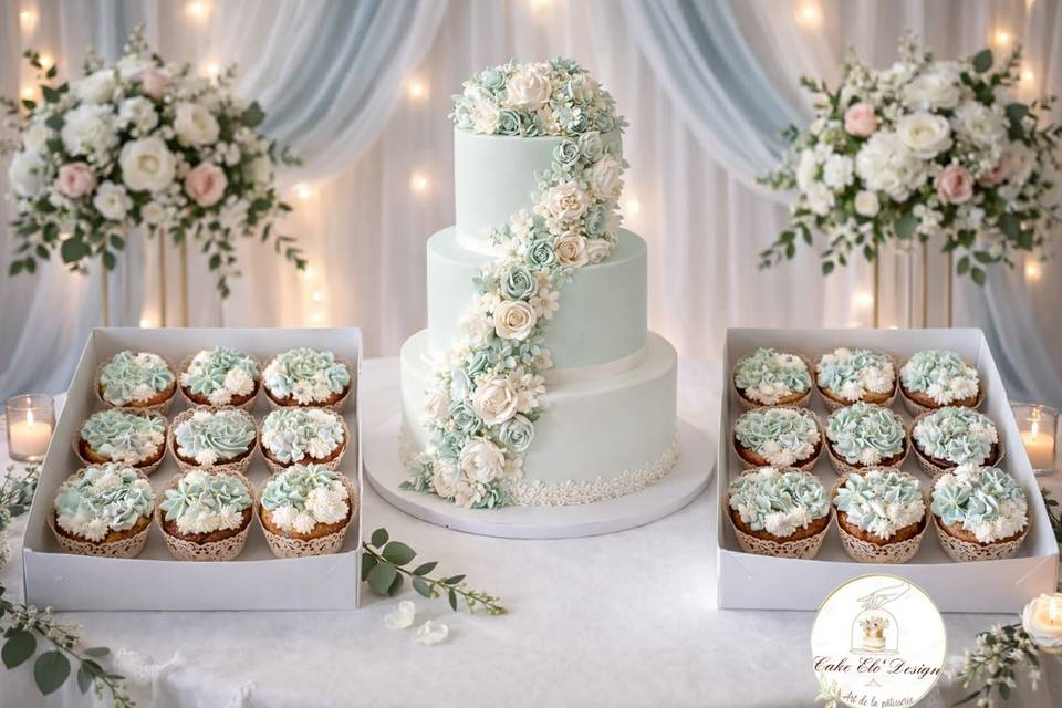 Wedding cake, cupcakes assotis