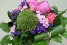 Bouquet rond rose et bleu