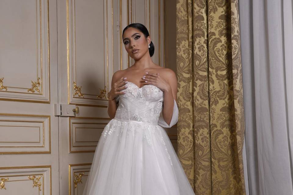 Robe de mariée col bateau