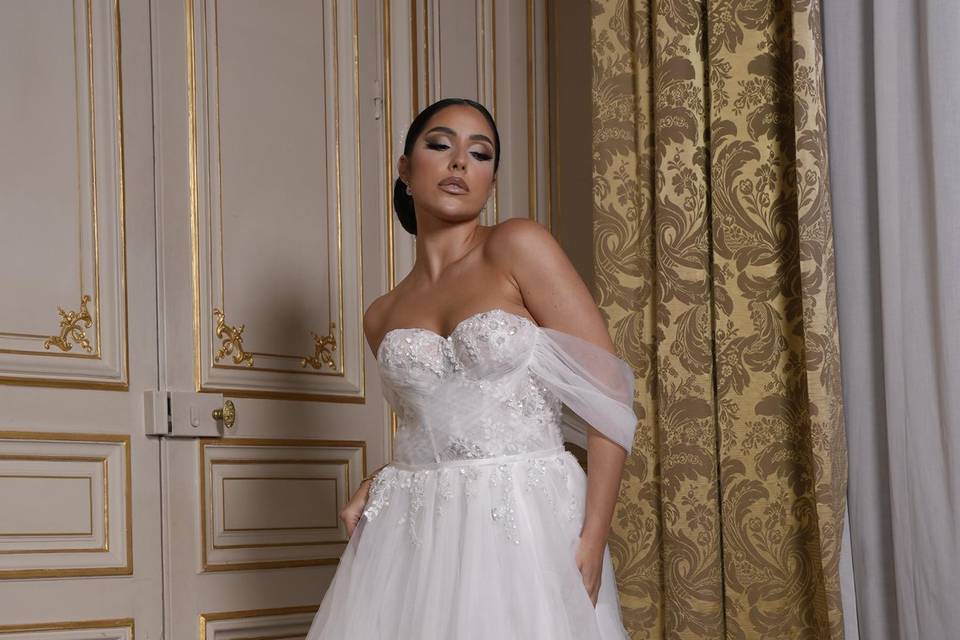 Robe de mariée col bateau