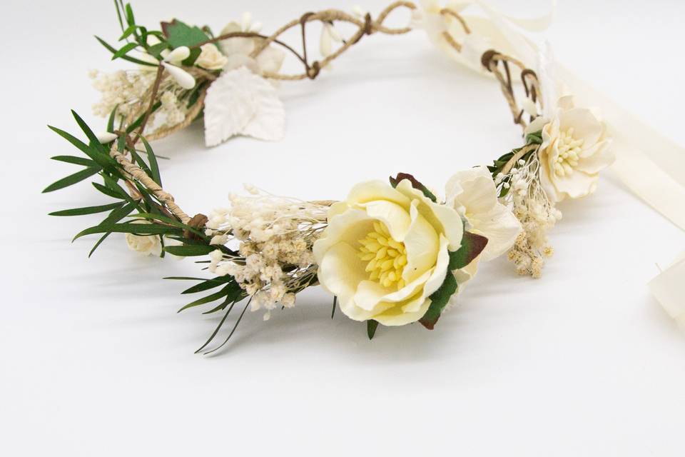 Couronne fleurs et gypsophile