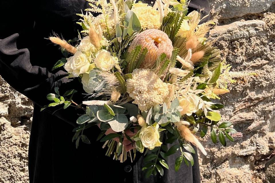 Bouquet de mariée fleurs séché