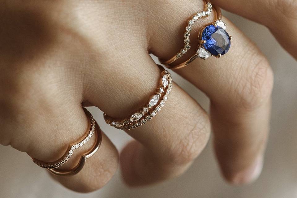 Bague saphir bleu diamant