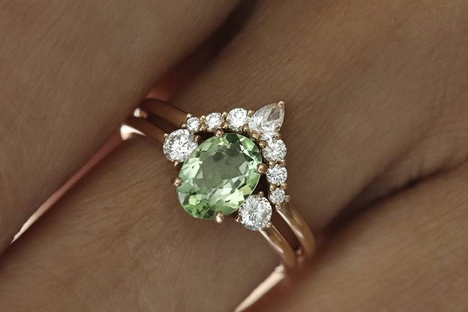 Bague saphir vert