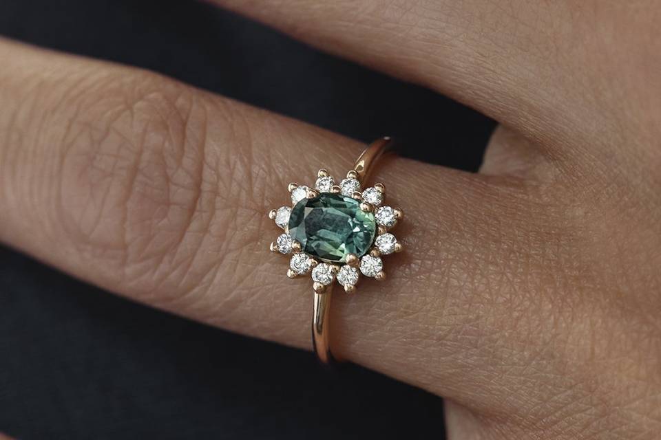 Bague saphir vert