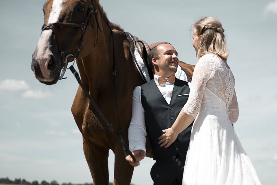 Shooting couple à cheval