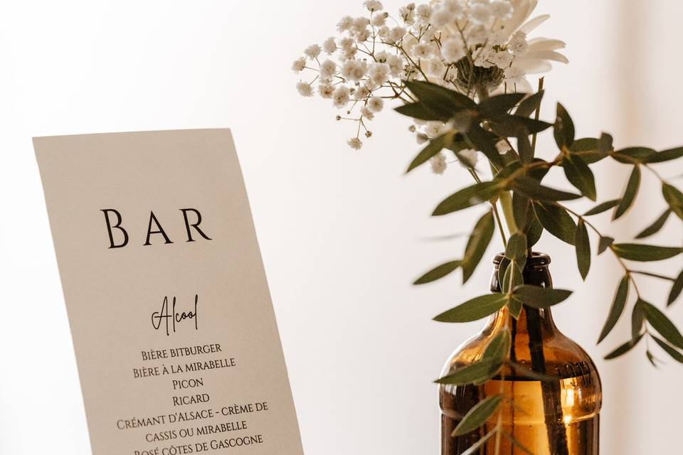Carte des boissons