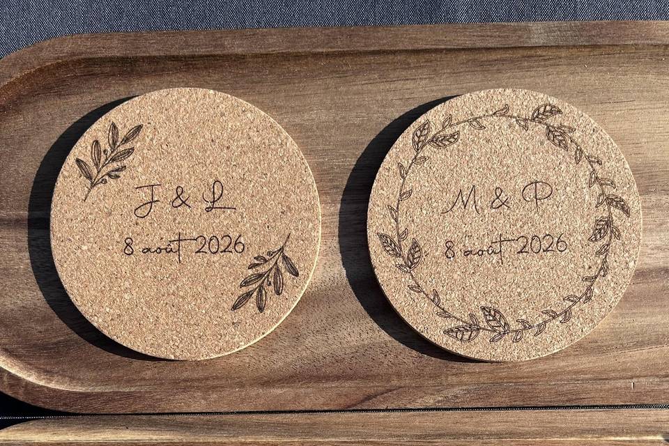 Cadeaux invités sous verre
