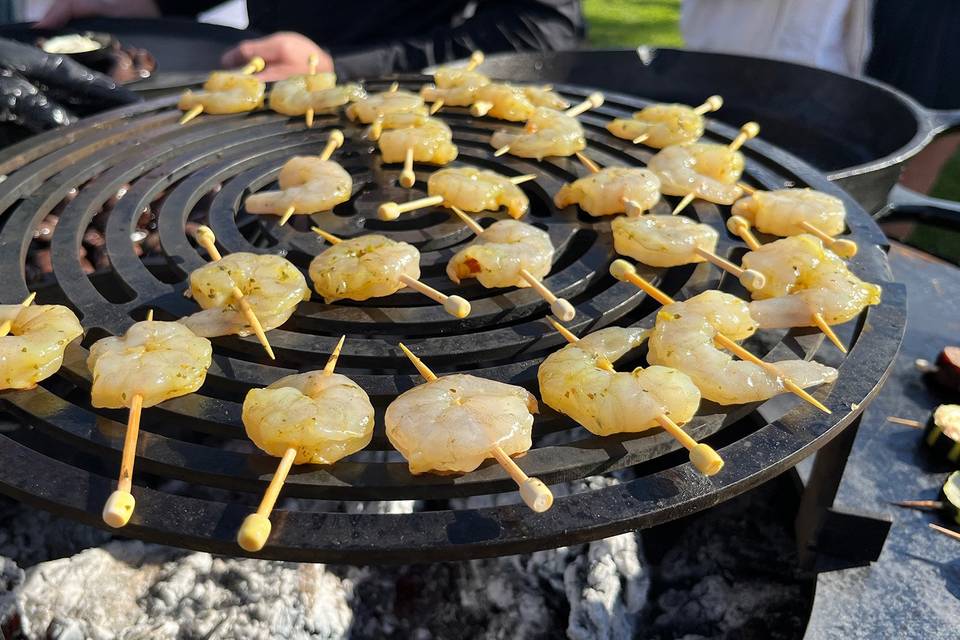 Brochettes de gambas