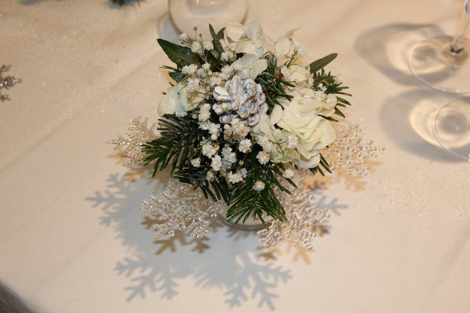 Bouquets sur flocons neige