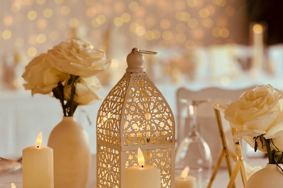 blanc & doré table bougies