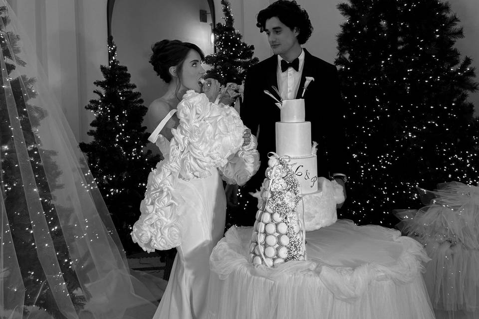 Les mariés au wedding cake