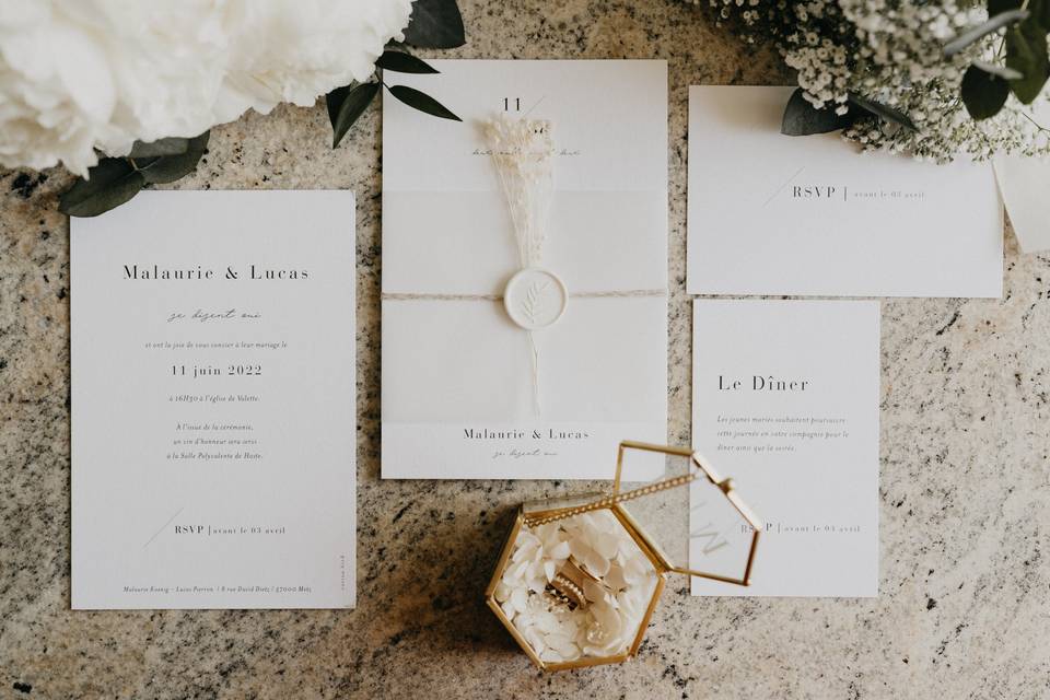 Flatlay - papeterie mariage
