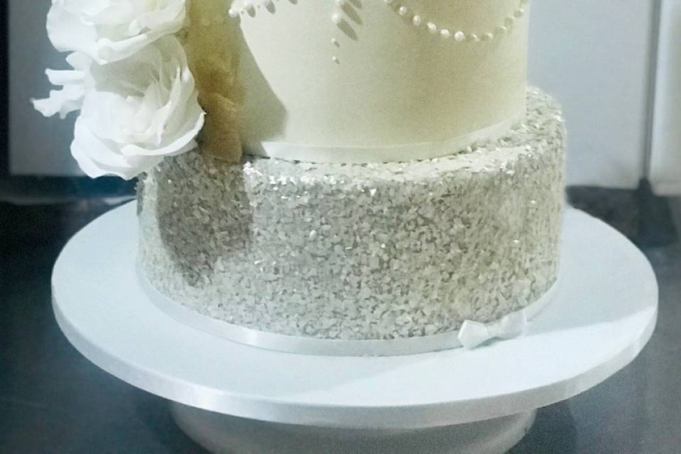 Wedding cake blanc perles