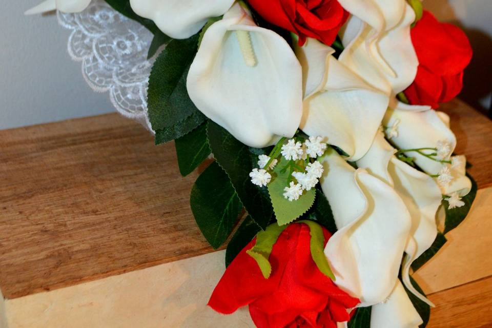 Bouquet mariée rouge/blanc