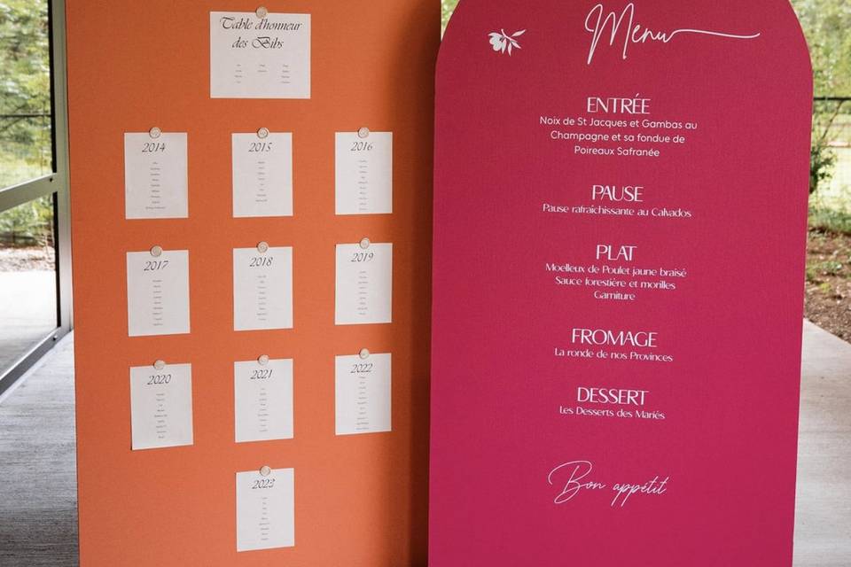 Plan de table et menu