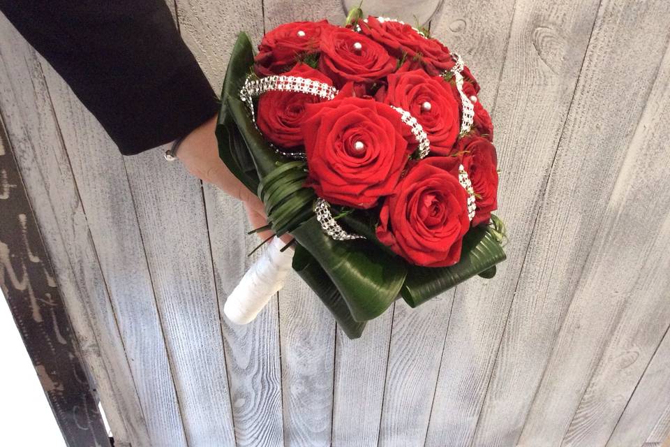 Bouquet de mariée rose rouge