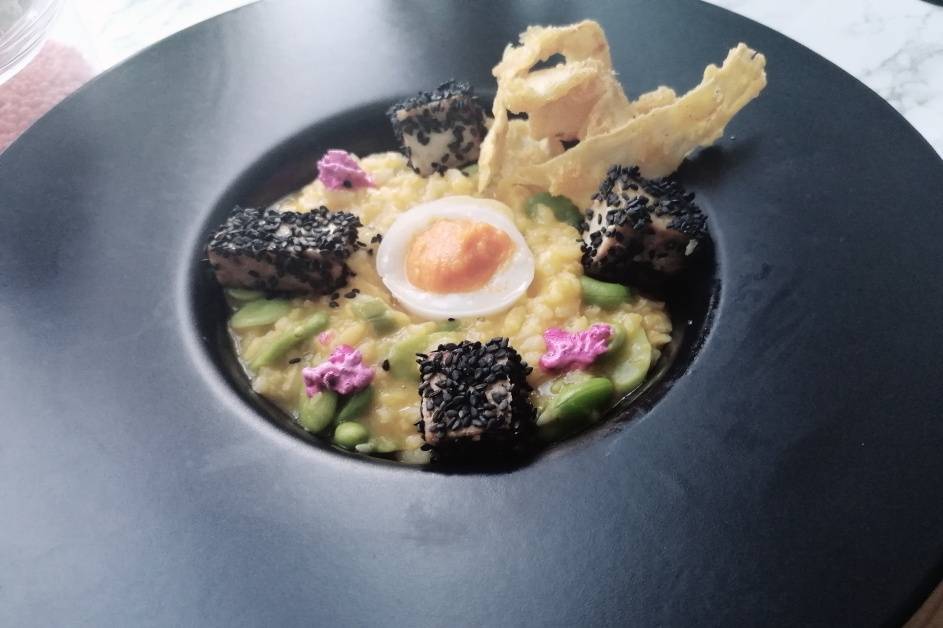 Risotto, oeuf en trompe-l'oeil