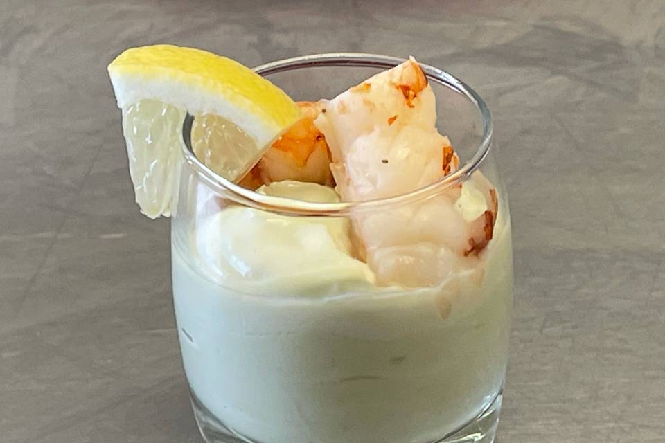 Mousse d'avocat gambas