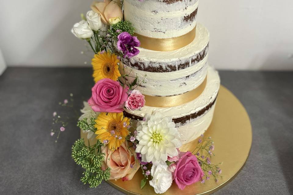 Naked cake fleuri