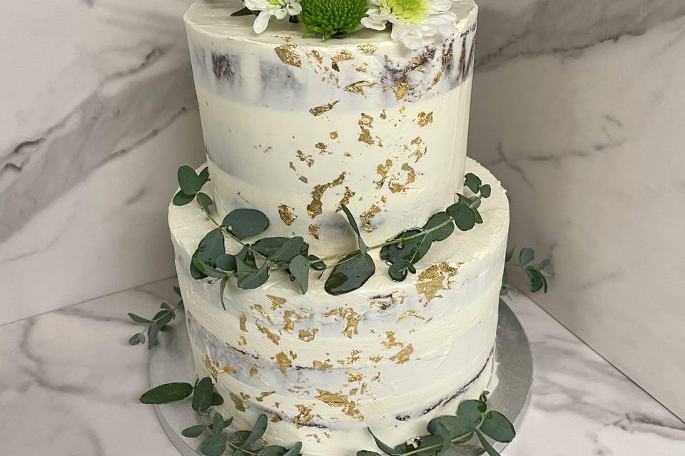 Wedding cake feuille or