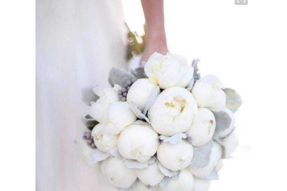 Bouquet rond de pivoines blanc