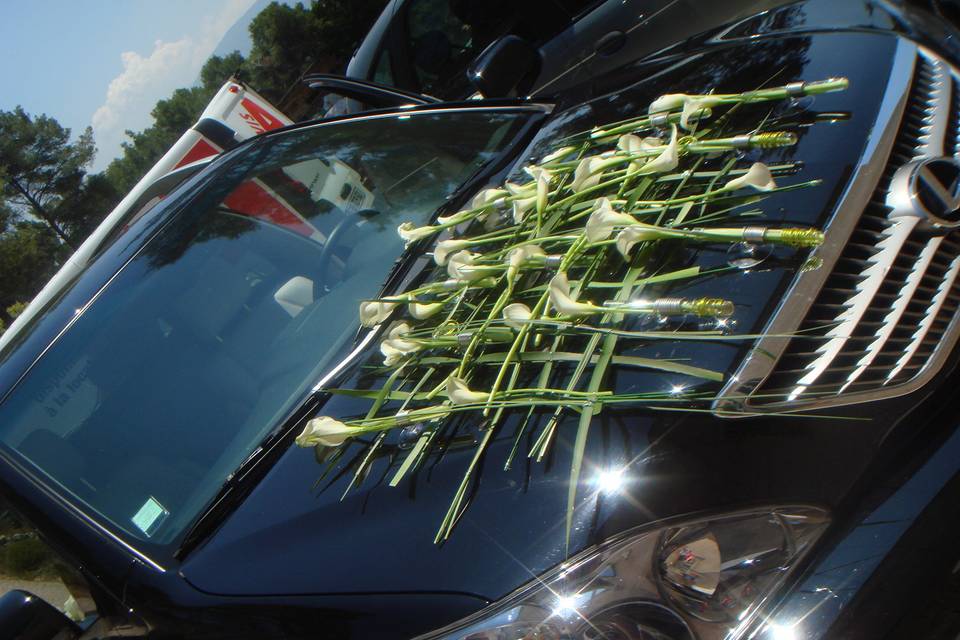 Capot de Voiture Mariés Fleuri