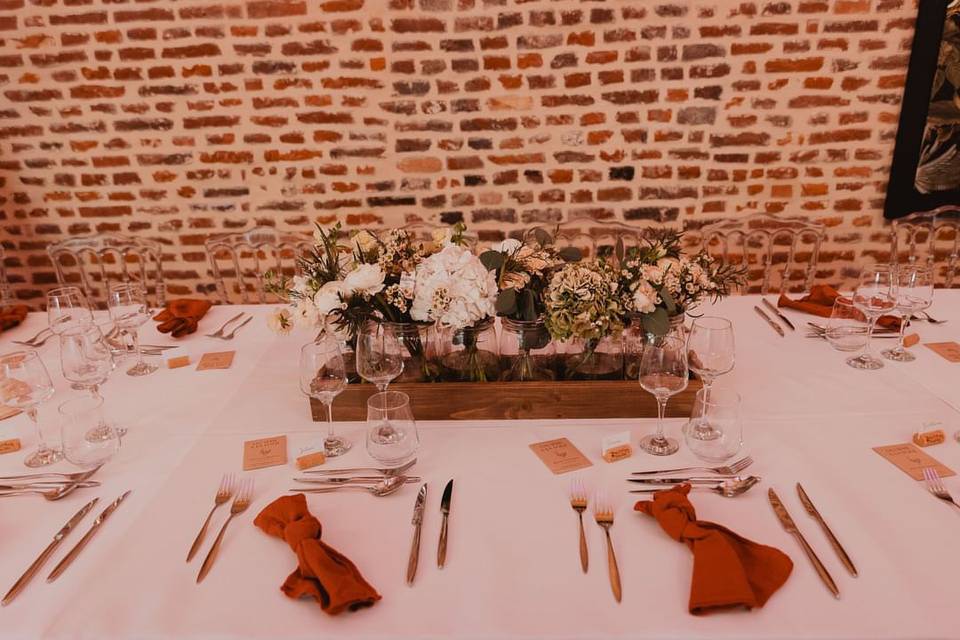 Centre de table hortensias