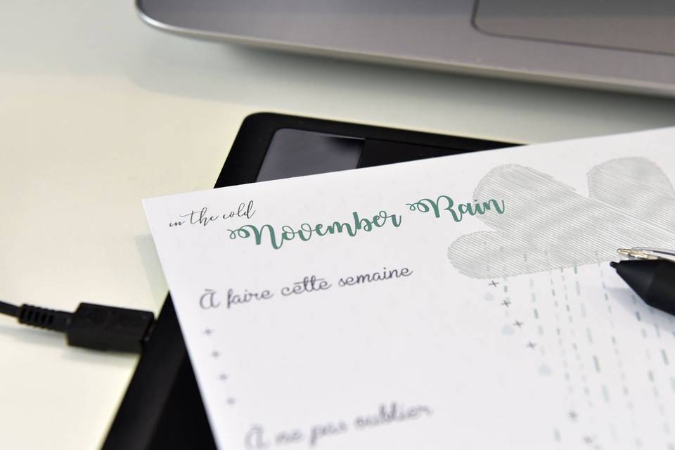 Création Desk Planner Pluie