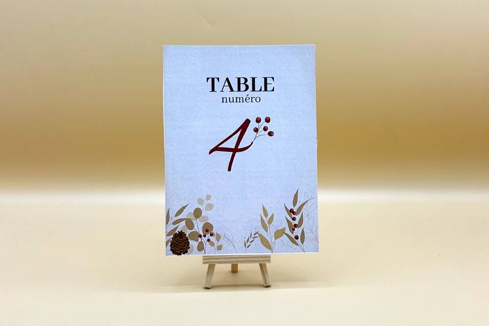 Numéro table - Automne
