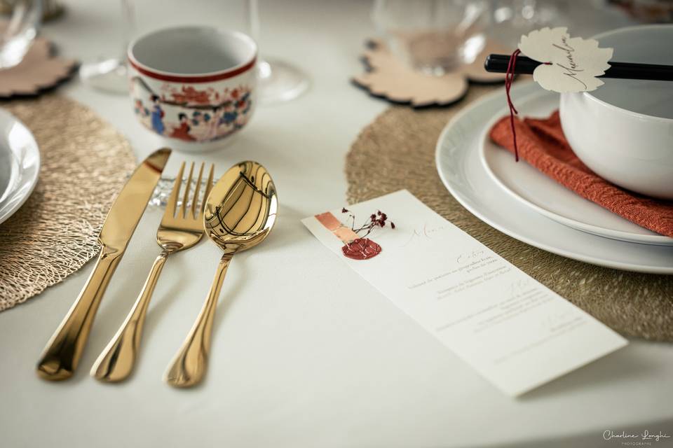 Menu avec cachet de cire