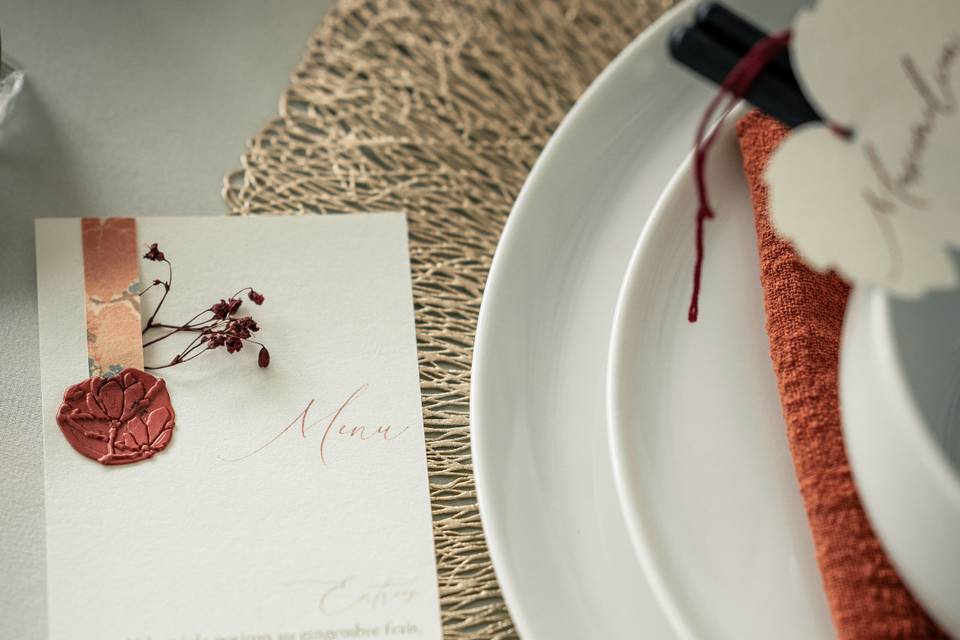 Menu avec cachet de cire