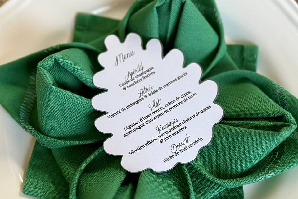 Menu en forme de pive de pin