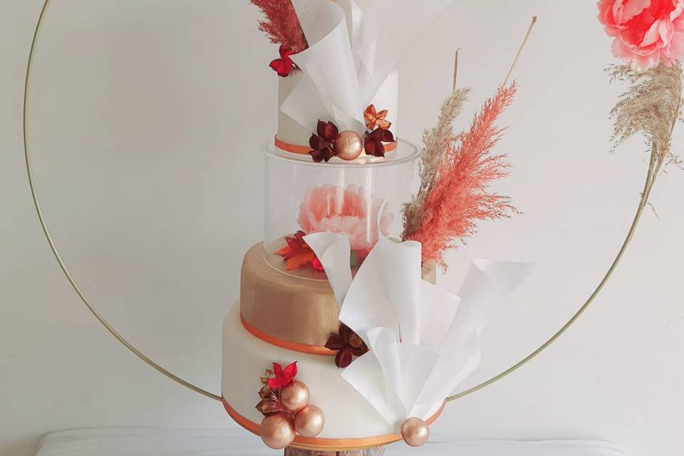 Wedding Cake or blanc  et rose