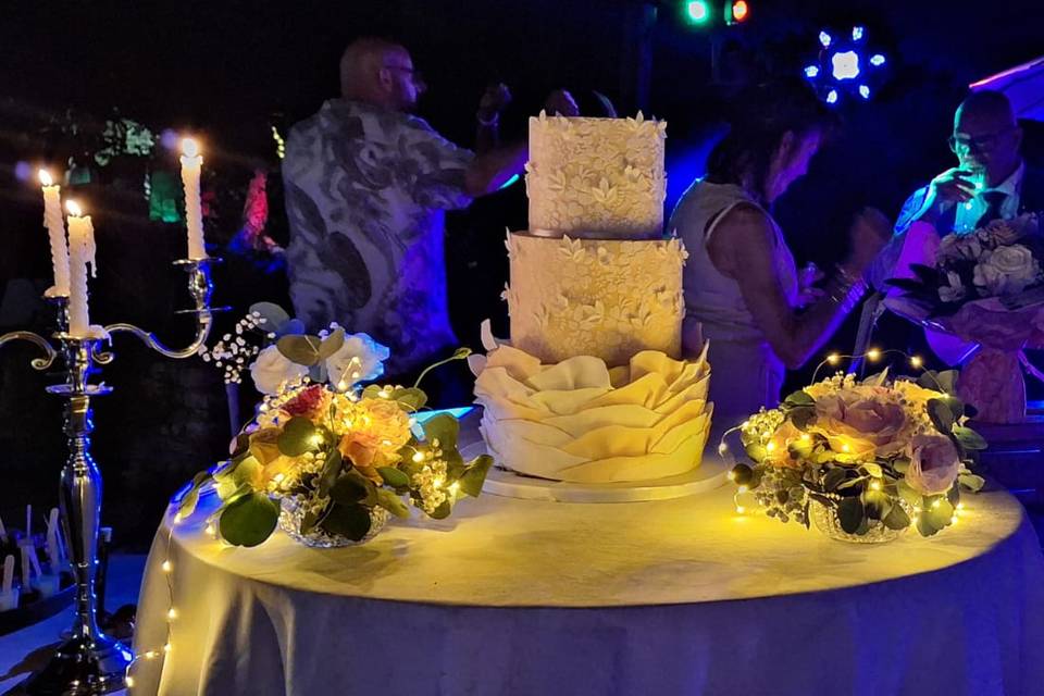 N & M wedding cake