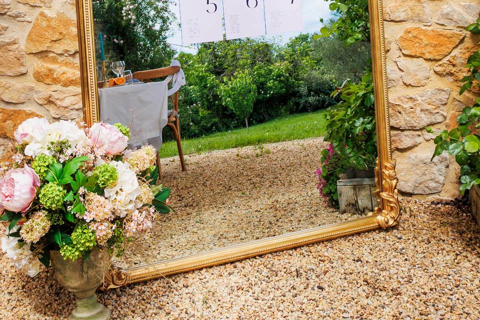 Plan de table miroir ancien